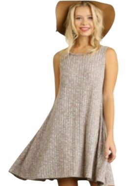 Umgee Brown Sleeveless Swing High Low Dress